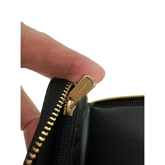 Coach DEMPSEY Large PHONE WALLET Pebbled Leather Black NEW - Picture 7 of 11